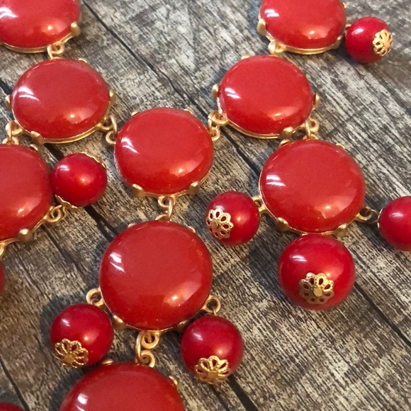 JCrew Authentic Bauble Necklace Red - Picture 3 of 3